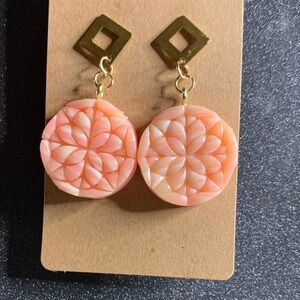 Elegant Pink and Gold Floral Earrings